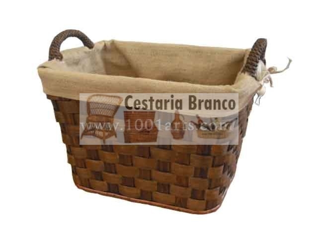 Cesto para Lenha Rectangular c/ corda, forrado nº1