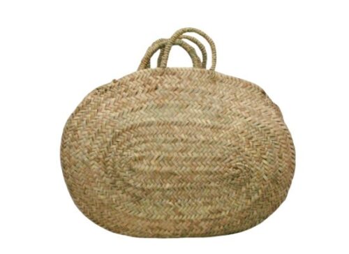 Mala oval, rendada, em palma natural, asa palma, Conjunto de 2 un.